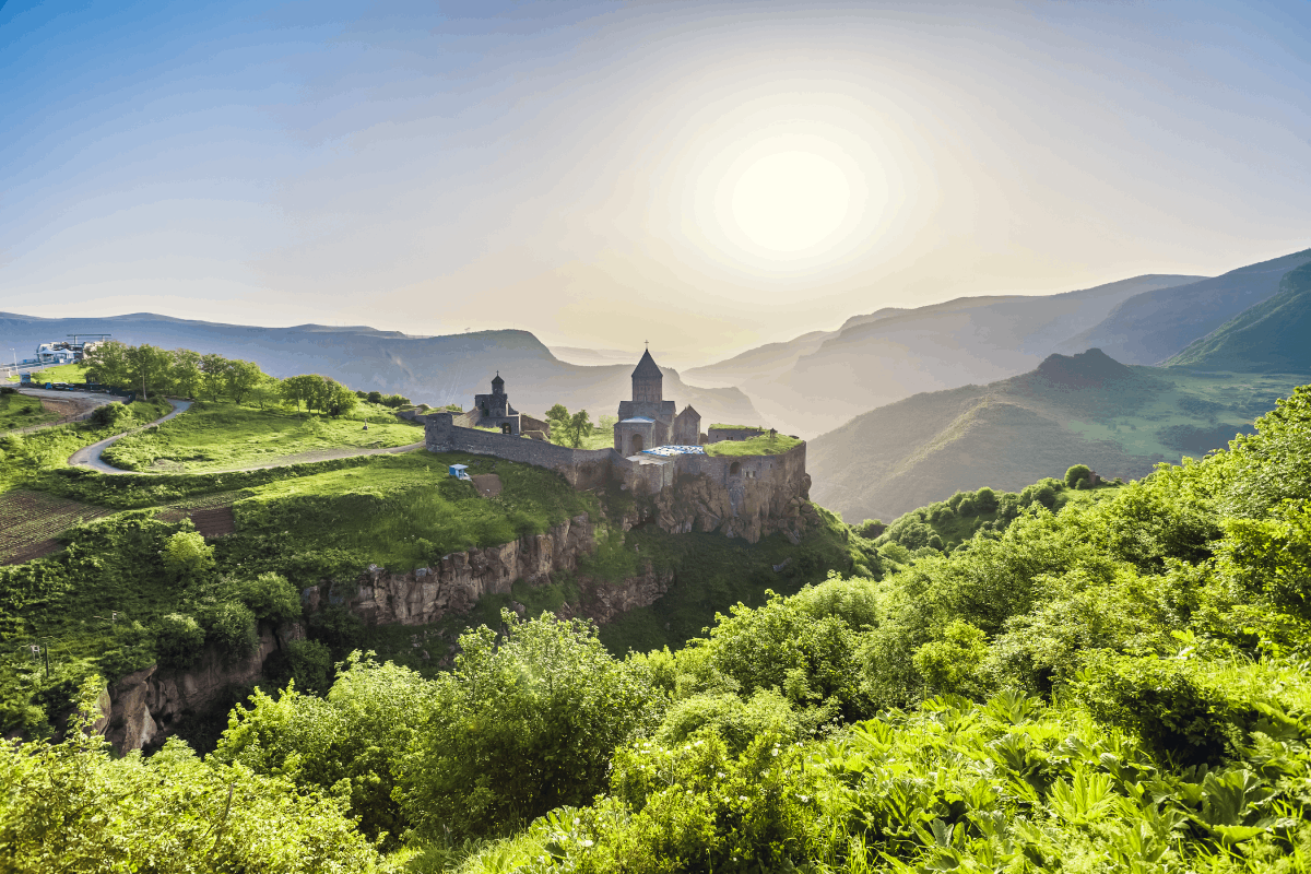 Scenic view of a small Armenian village surrounded by nature